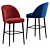 Elegant Austen Velvet Bar Stool 3D model small image 4