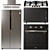 LG Kitchen Appliance Set: EasyClean Oven, Side-by-Side Fridge, Gas Cooktop, Microwave, and Hood 3D model small image 1