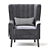 Elegant Grey Velvet Armchair 3D model small image 2