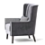 Elegant Grey Velvet Armchair 3D model small image 3