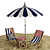 Ocean Breeze 7-Piece Outdoor Beach Lounge Set 3D model small image 2