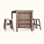 Modern Acacia Wood Dining Set 3D model small image 4