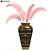 Elegant Feather Décor with Ornate Pot 3D model small image 1