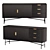 Haines Wide Sideboard - Black Wood, 160cm Width 3D model small image 1