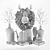 Pampas Decor Set: Plants, Deer, Books 3D model small image 2