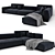 Elegant Black Velvet Sofa 3D model small image 2