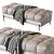 Luxurious Sienna Velvet Bench with Brushed Brass Legs 3D model small image 2