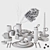 Modern Gray Tableware Set 3D model small image 4