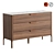 Modern Walnut Dresser with Marble-Inspired Glass Top 3D model small image 1