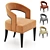 Sleek Gold Curved Accent Chair 3D model small image 1