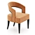 Sleek Gold Curved Accent Chair 3D model small image 2