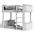 White Mini+ Junior Loft Bed 3D model small image 3