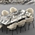 Modern Baron Sea Foam Dining Set 3D model small image 2
