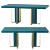 Arpen Teal & Brass 6 Seater Dining Table 3D model small image 1