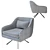 Modern Swivel Armchair: Iceland Black White 3D model small image 1