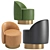 Modern Leather Small Armchair by Tacchini 3D model small image 3