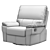 Imola Black Leather Reclining Swivel Armchair 3D model small image 3