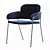 Elegant Velvet Metal Chair 3D model small image 1