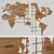 World Map Wooden Wall Panel 3D model small image 1