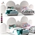 Kids Attached Bed Set - Boys & Girls - Set of 24 3D model small image 1
