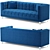 Elegant Mariel Velvet Sofa 3D model small image 2