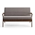 Retro Walnut Loveseat with Textured Upholstery 3D model small image 2