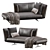 Elegant Evergreen Leather Chaise Lounge 3D model small image 7