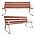 Alure Modern Aluminum and Wood Bench 3D model small image 2