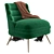 Luxury Emerald Velvet Lounger 3D model small image 1