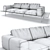 Luxurious Plateau Leather Sofa 3D model small image 2