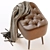 Elegant Tufted Leather Ottoman 3D model small image 3