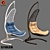 Eco-Rattan Petal Hanging Chair 3D model small image 1