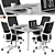 Sleek Black Conference Table 3D model small image 1