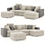 Modern L-Shaped Sofa Set 3D model small image 1