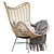 Natural Rattan Egg Chair: Stylish and Organic 3D model small image 1