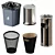 Low Poly Trash Bin Set: 5 Units 3D model small image 1