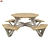 Wooden Multifunctional Garden Bench-Table 3D model small image 1