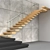 Modern Stairs 2 - Wood, Concrete & Glass 3D model small image 6