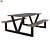 Convertible Bench-Table: Wood and Metal 3D model small image 1