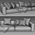 Flexform Lario 3-Seater Luxury Sofa 3D model small image 4