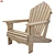 Rustic Wood Garden Chair 3D model small image 1