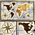 Vintage World Map Wall Decor 3D model small image 4