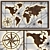 Vintage World Map Wall Decor 3D model small image 5