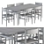 Rustic Wood Dining Set 22 3D model small image 5