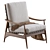 Vintage Wood Outdoor Lounge Chair 3D model small image 2
