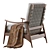 Vintage Wood Outdoor Lounge Chair 3D model small image 3