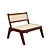 Elegant Walnut Rattan Lounge Chair 3D model small image 2