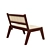 Elegant Walnut Rattan Lounge Chair 3D model small image 4