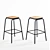 Retro Black Hiba Bar Stools 3D model small image 3