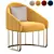 Luxury Gold Velvet Accent Chair 3D model small image 2